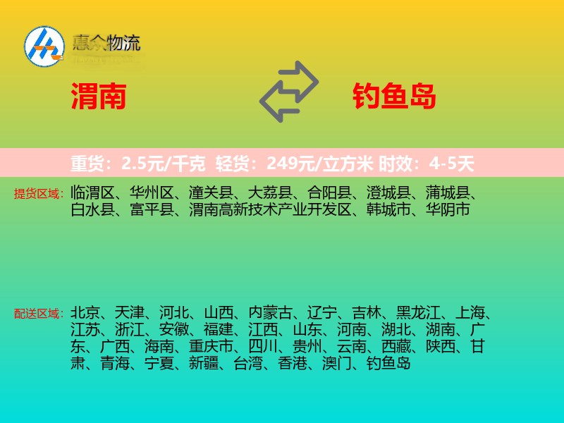 渭南到钓鱼岛轿车托运