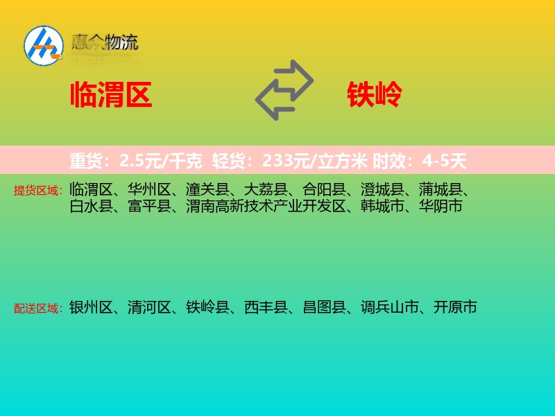 临渭区到铁岭物流专线
