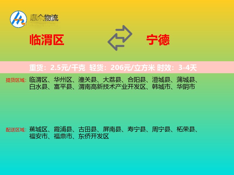 临渭区到宁德物流专线