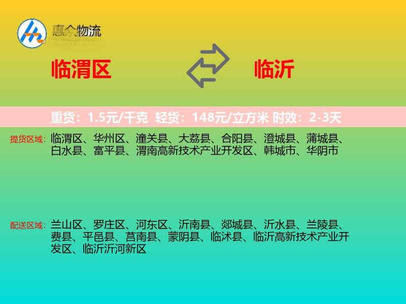 临渭区到临沂物流专线