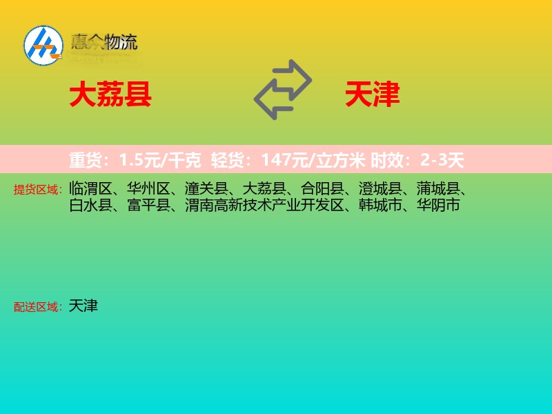 大荔县到天津物流专线
