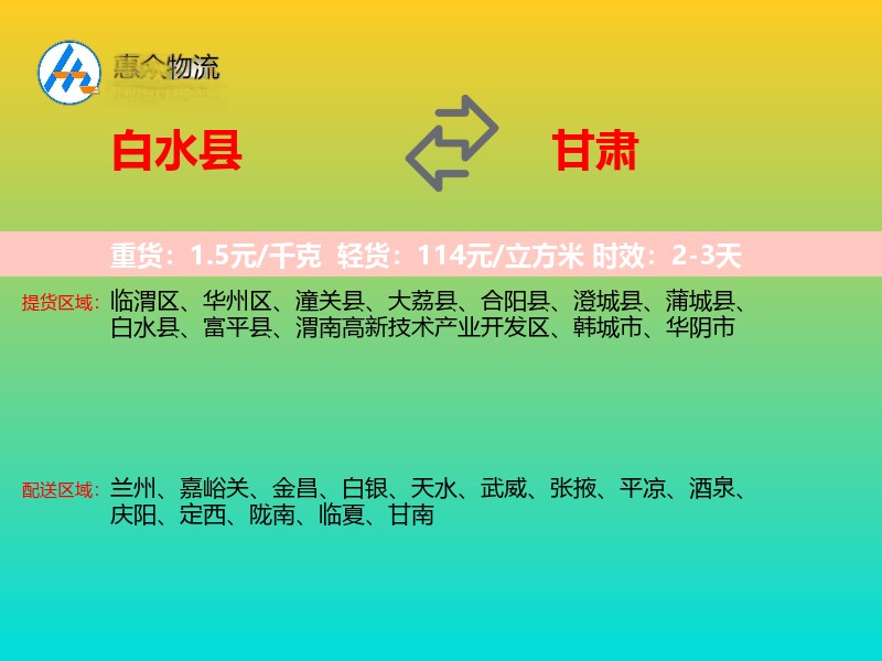 白水县到甘肃长途搬家