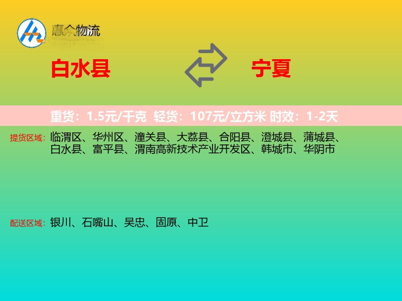 白水县到宁夏长途搬家