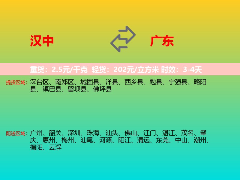 汉中到广东长途搬家