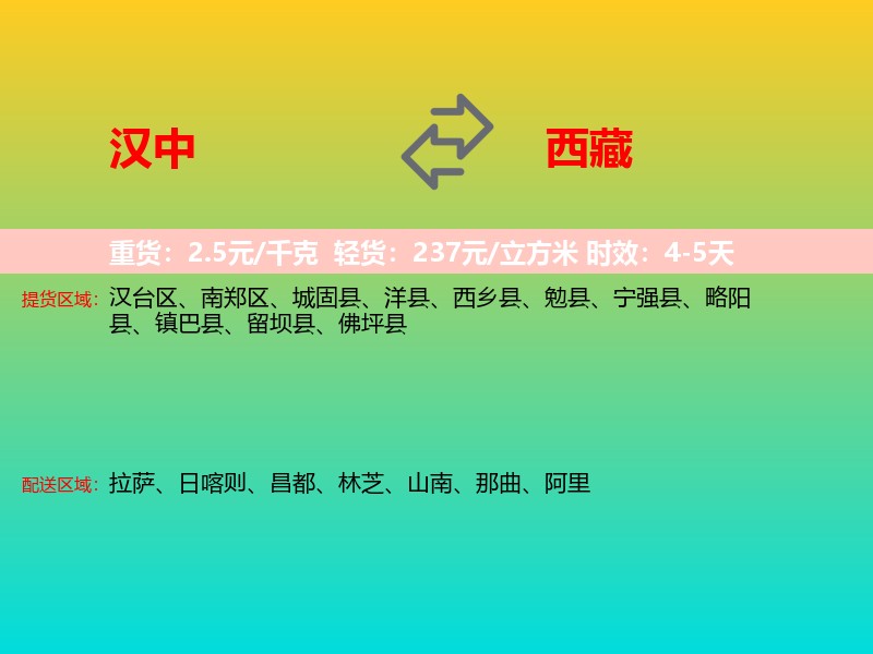 汉中到西藏长途搬家