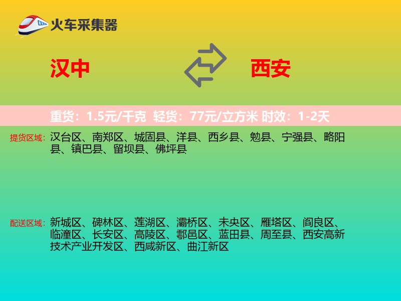 汉中到西安物流专线