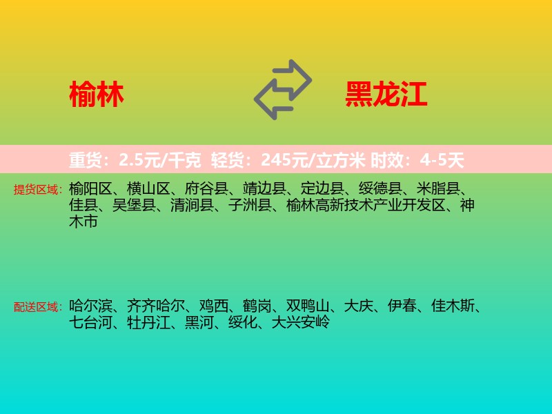 榆林到黑龙江长途搬家