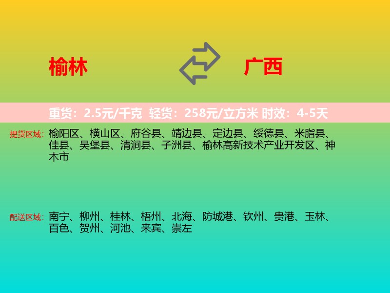 榆林到广西长途搬家
