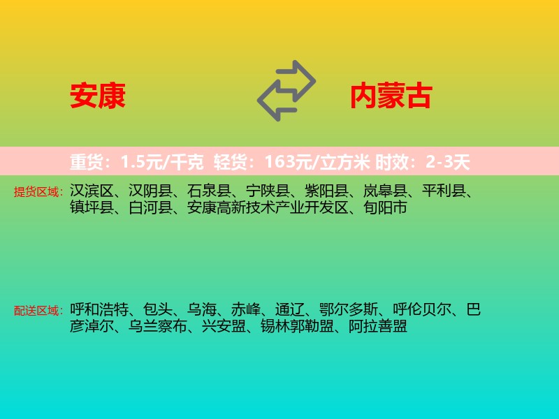 安康到内蒙古长途搬家