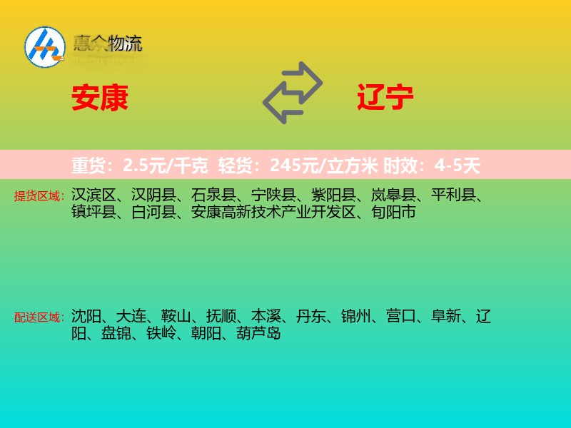 安康到辽宁长途搬家