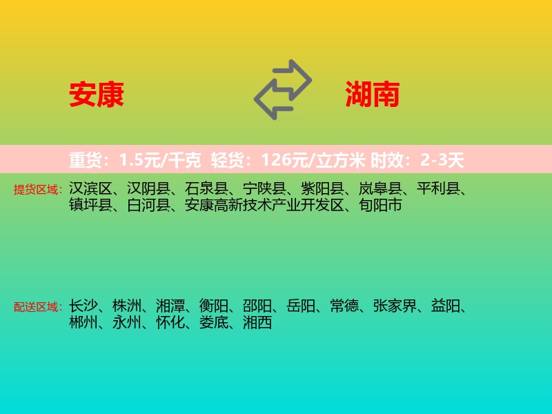 安康到湖南长途搬家