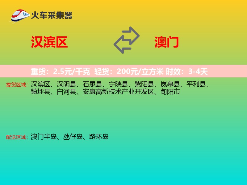 汉滨区到澳门长途搬家