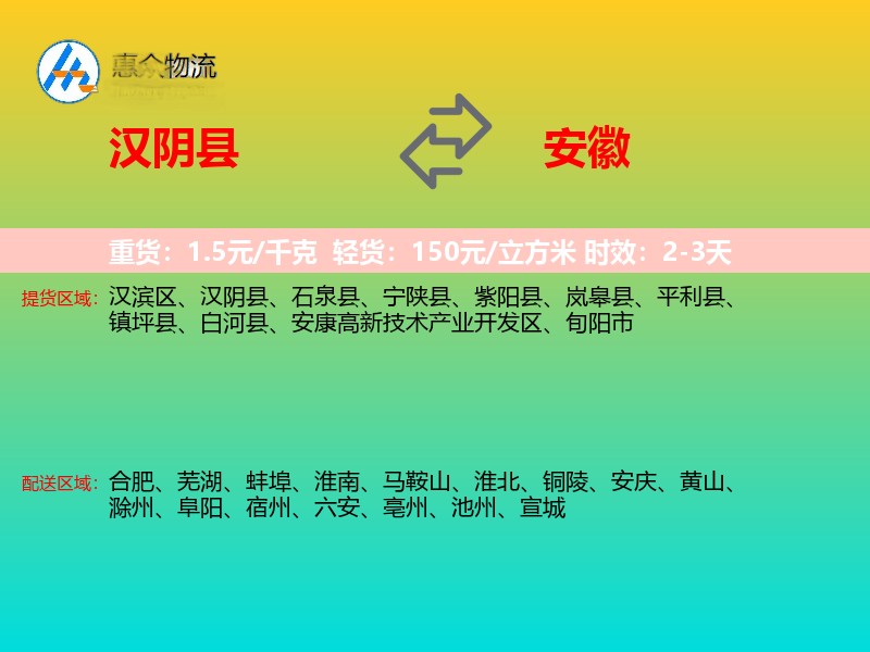 汉阴县到安徽长途搬家