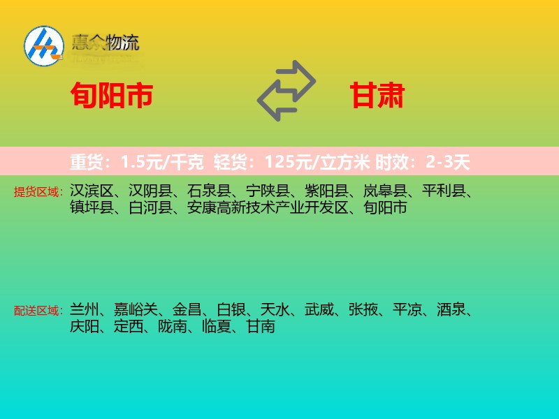 旬阳市到甘肃长途搬家