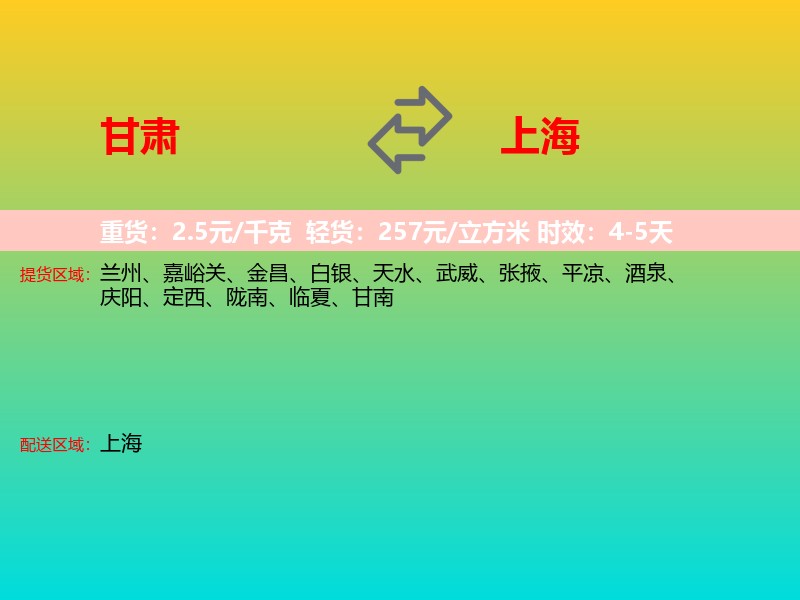 甘肃到上海长途搬家