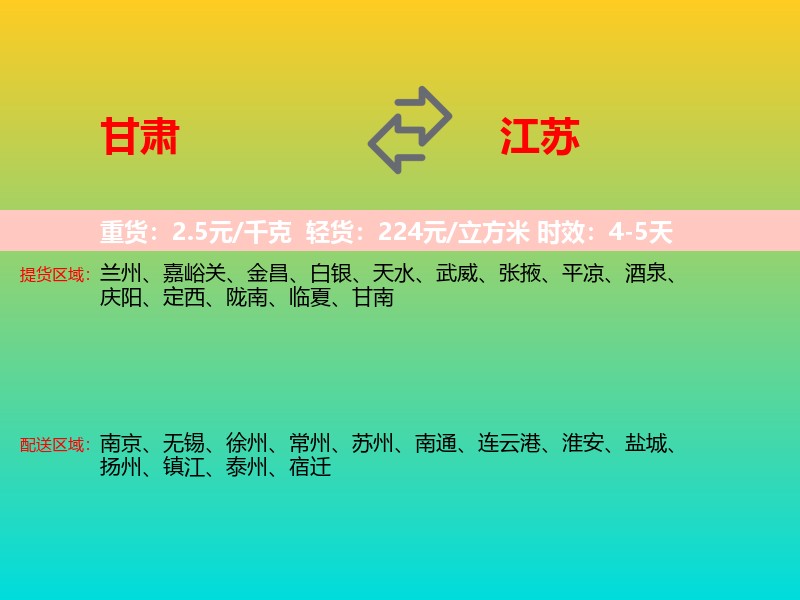甘肃到江苏长途搬家