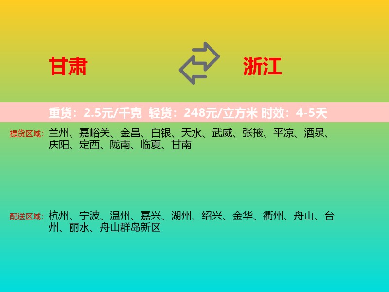 甘肃到浙江长途搬家