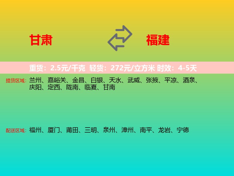 甘肃到福建长途搬家