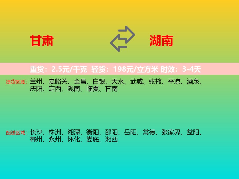 甘肃到湖南长途搬家