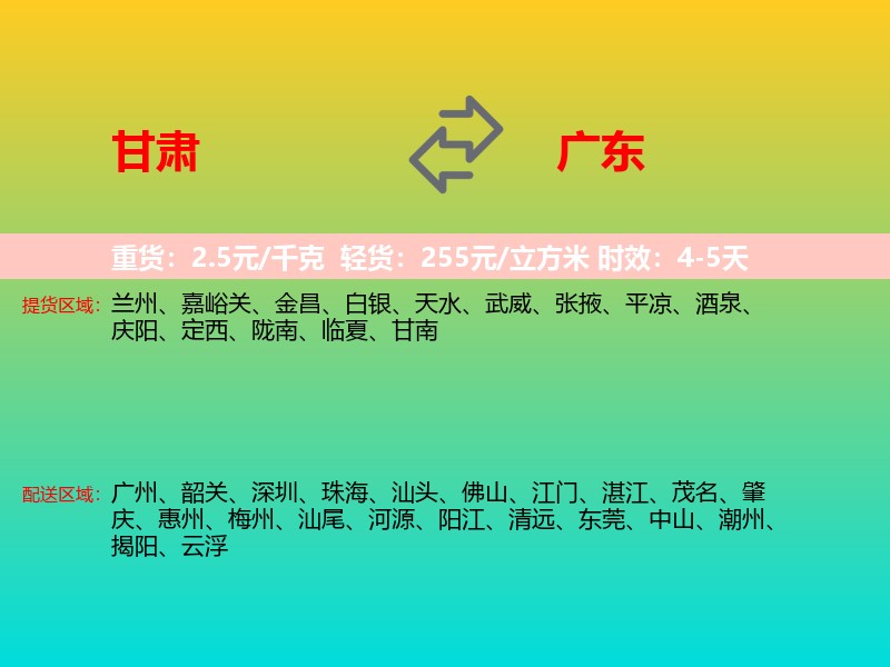 甘肃到广东长途搬家