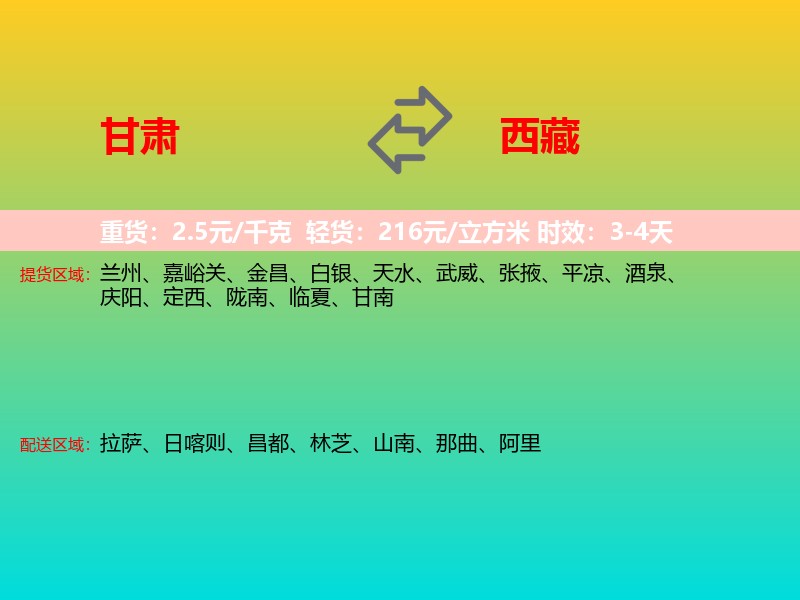 甘肃到西藏长途搬家