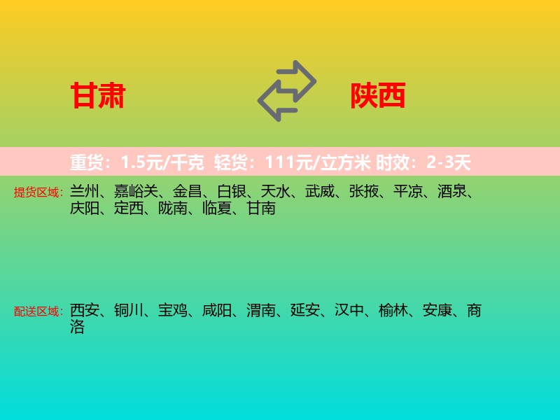 甘肃到陕西长途搬家