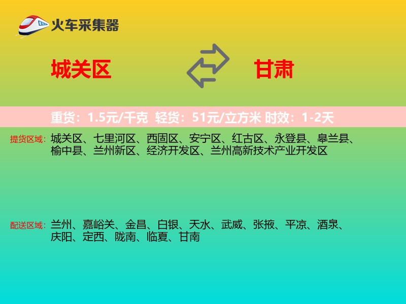 城关区到甘肃物流专线