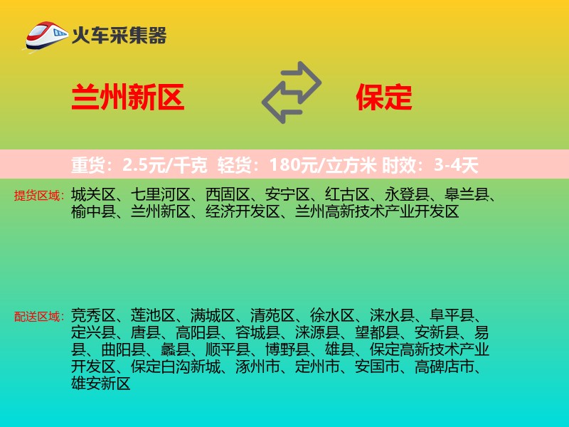 兰州新区到保定物流专线
