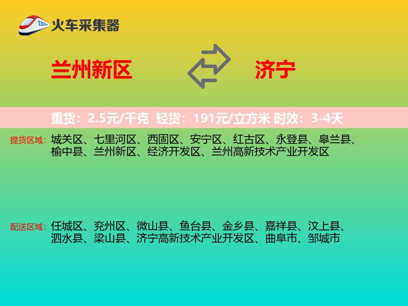 兰州新区到济宁物流专线