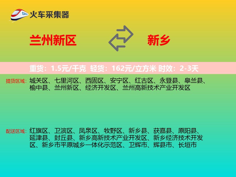 兰州新区到新乡物流专线