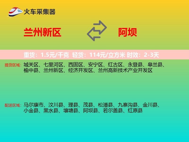 兰州新区到阿坝物流专线