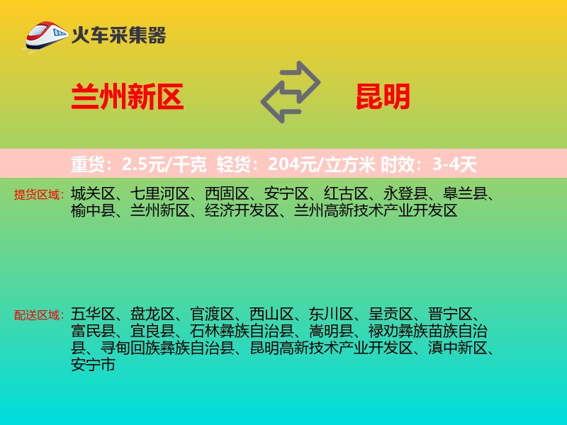 兰州新区到昆明物流专线