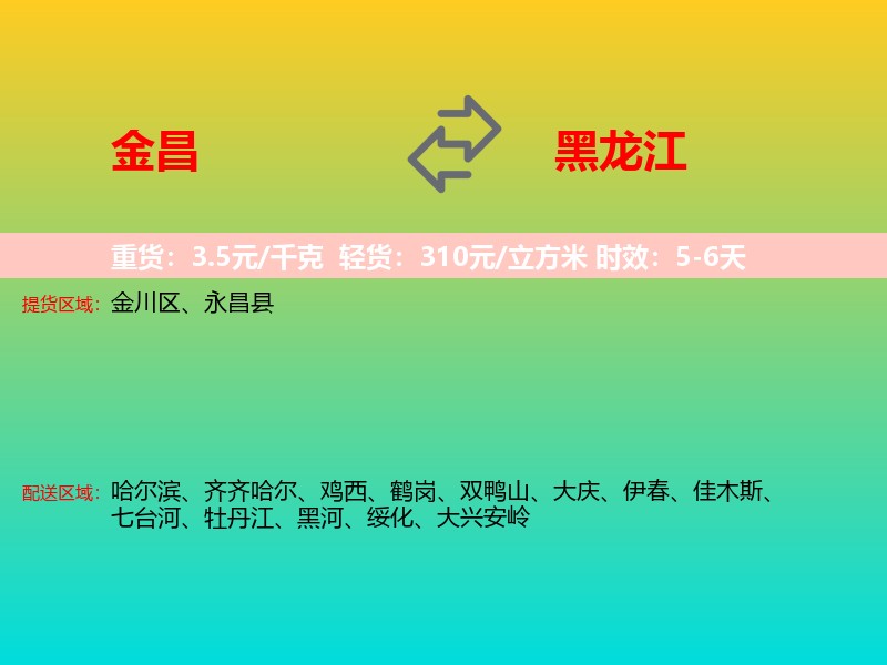 金昌到黑龙江长途搬家