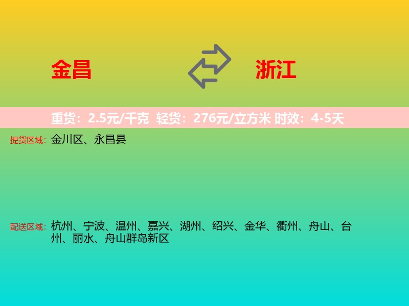 金昌到浙江长途搬家