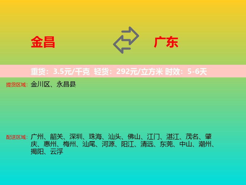 金昌到广东长途搬家