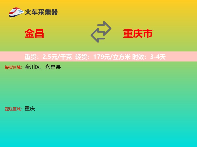 金昌到重庆市物流专线