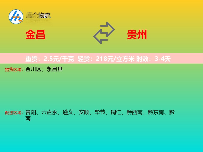 金昌到贵州长途搬家