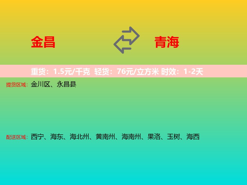 金昌到青海长途搬家