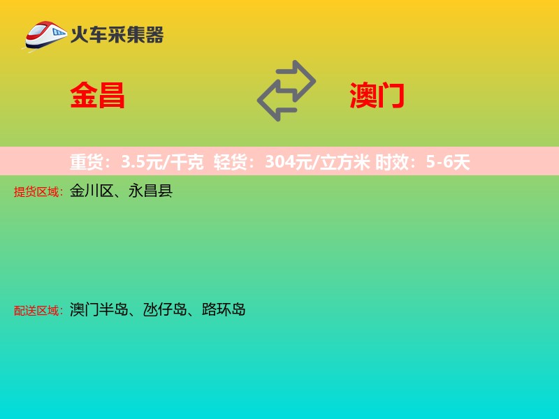 金昌到澳门长途搬家