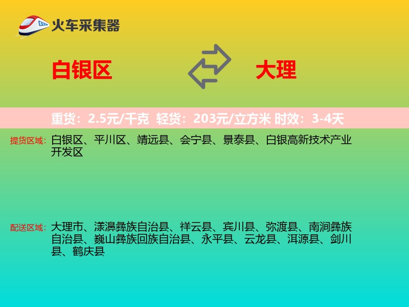 白银区到大理物流专线