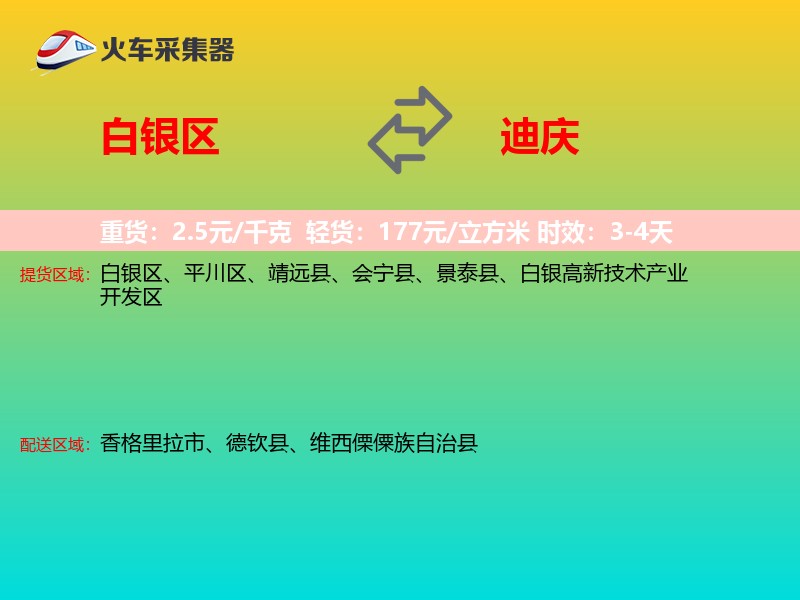 白银区到迪庆物流专线