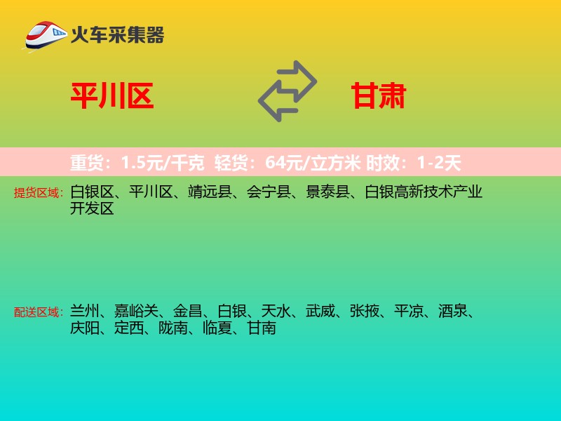 平川区到甘肃轿车托运