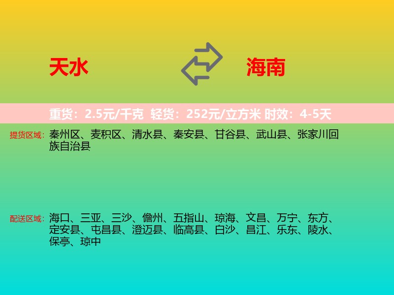 天水到海南长途搬家