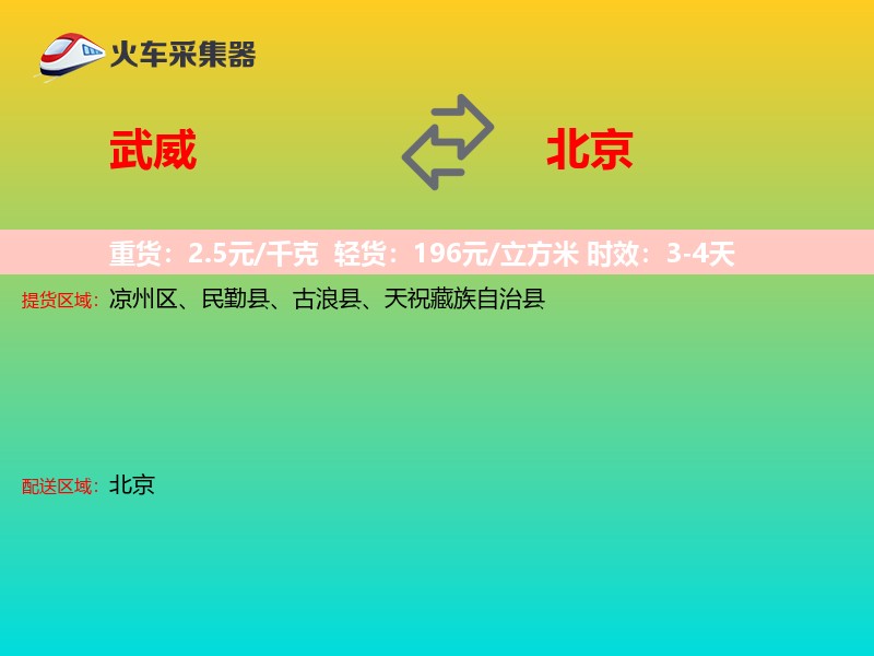武威到北京物流专线