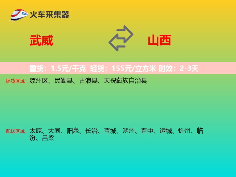 武威到山西物流专线