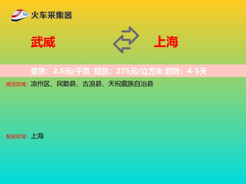 武威到上海物流专线