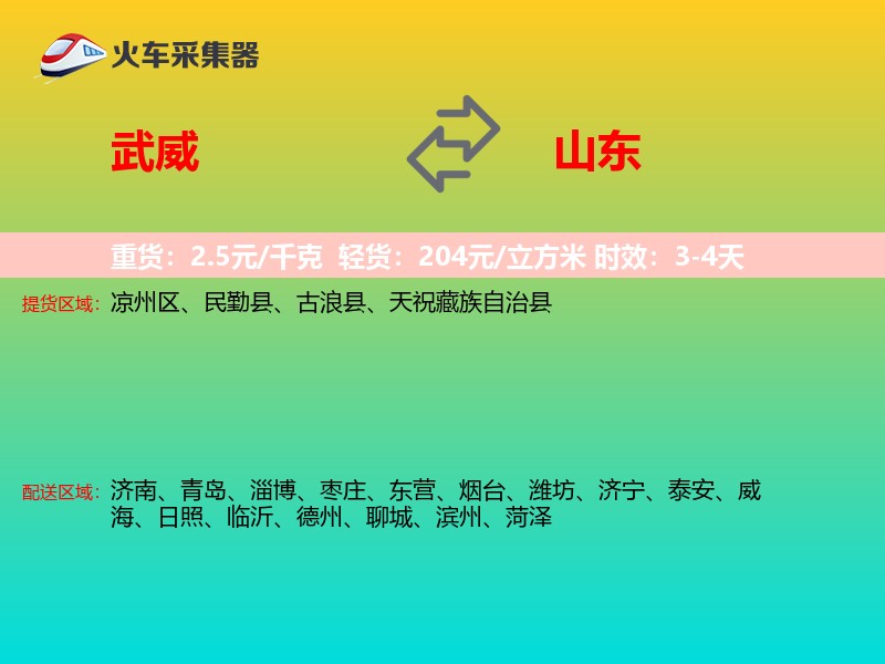 武威到山东物流专线