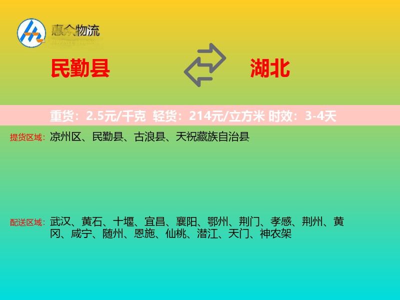 民勤县到湖北长途搬家