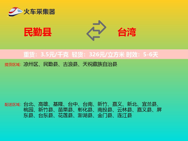 民勤县到台湾长途搬家
