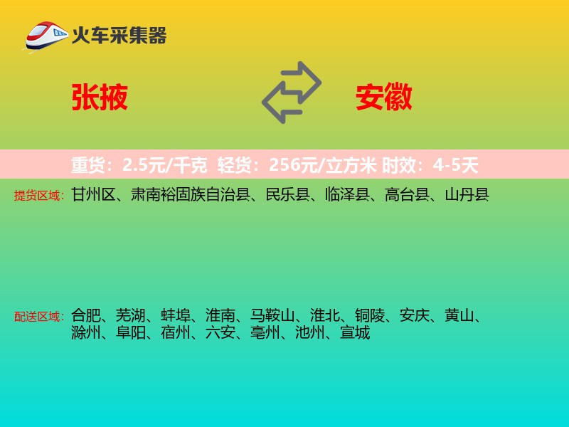 张掖到安徽物流专线